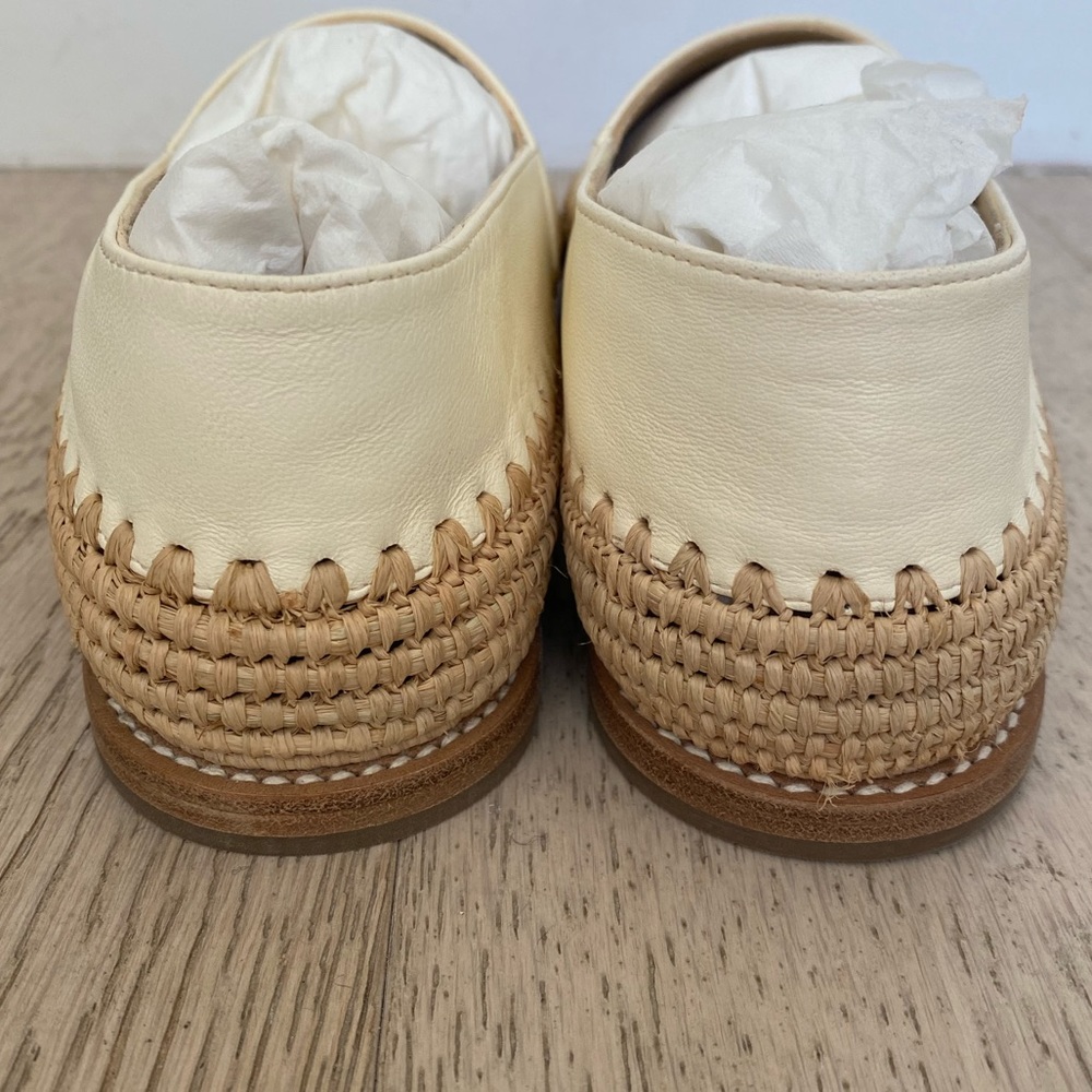 🚫SOLD! CHANEL IVORY LAMBSKIN LEATHER ESPADRILLES - Picture 7 of 13